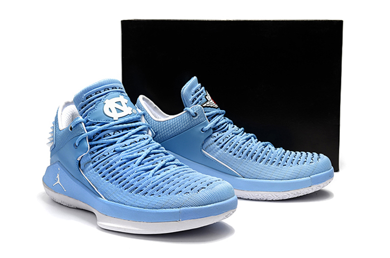 2017 Men Air Jordan XXXII Low Light Blue White Shoes - Click Image to Close